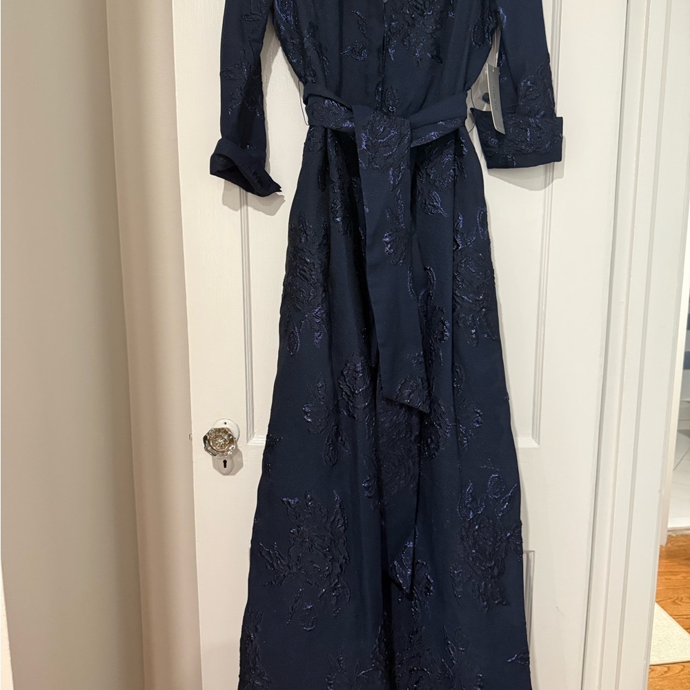 Teri Jon Midnight Blue Long Sleeve Dress